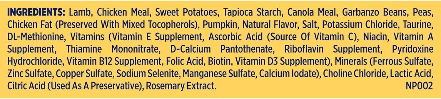 Natures Recipe Grain Free Lamb, Sweet Potato & Pumpkin Recipe Dry Dog Food, 12 lb. Bag