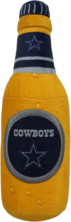 NFL Dallas Cowboys Beer Bottle Plush Dog & CAT Squeak Toy - Cutest Stadium SODA Bottle Snack Plush Toy for Dogs & Cats with Inner Squeaker & Beautiful Football Team Name/Logo