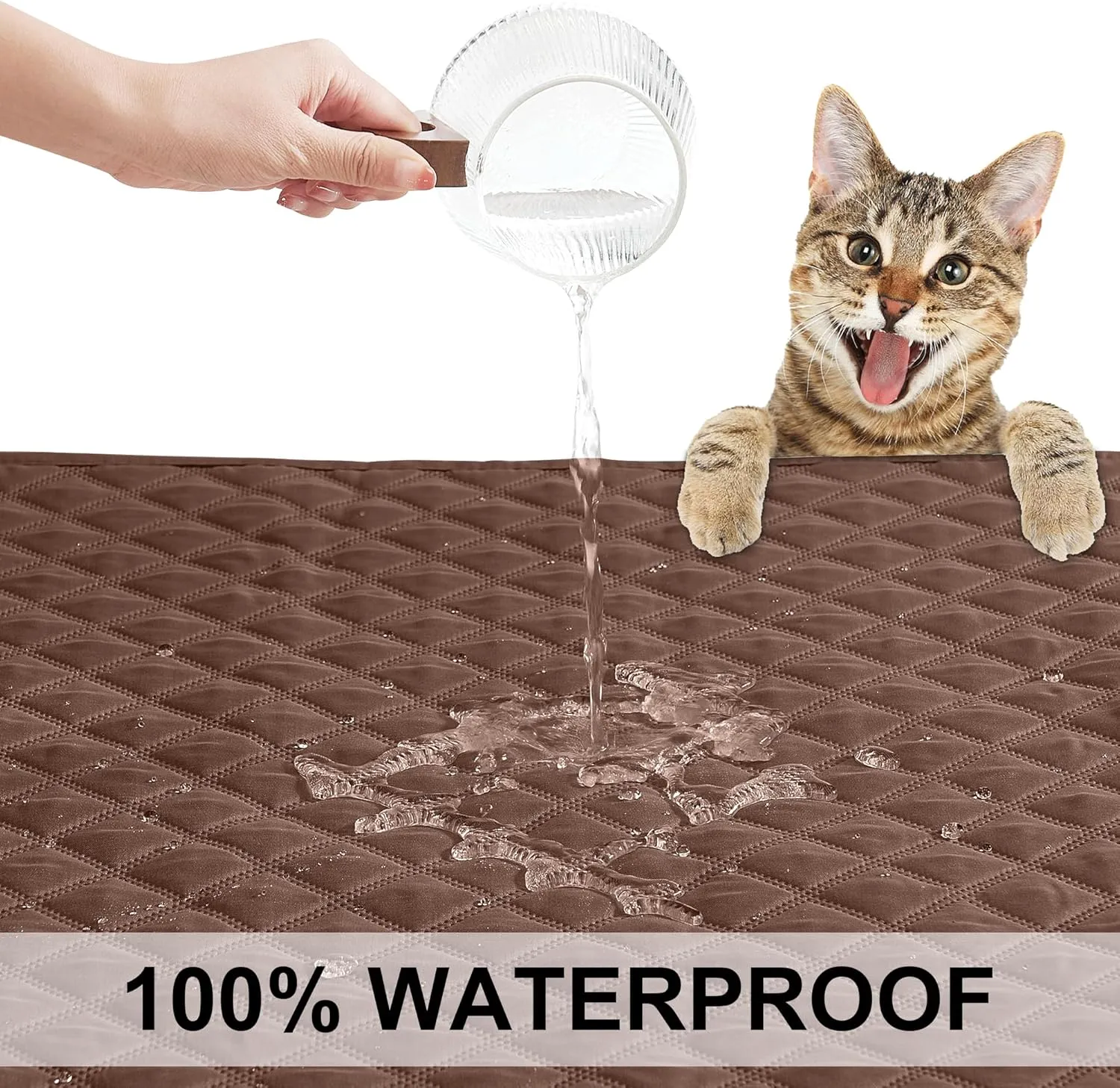 NICETOWN Pet Bed Cover Dog Blanket for Sofa and Furniture Waterproof Large Dog Crate Bed, Mat Reusable Pads Extra Large Puppy Pad, 1 Piece, 82" W x 102" L, Chocolate/Sand