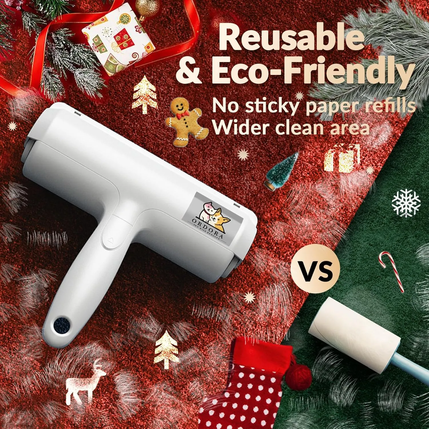 Ordora Pet Hair Removal ToolReusable Lint Roller for Pet Hair - Portable Pet Hair Remover - Dog and Cat Hair Remover for Couch, Furniture, Carpet, Clothes and Car Seat
