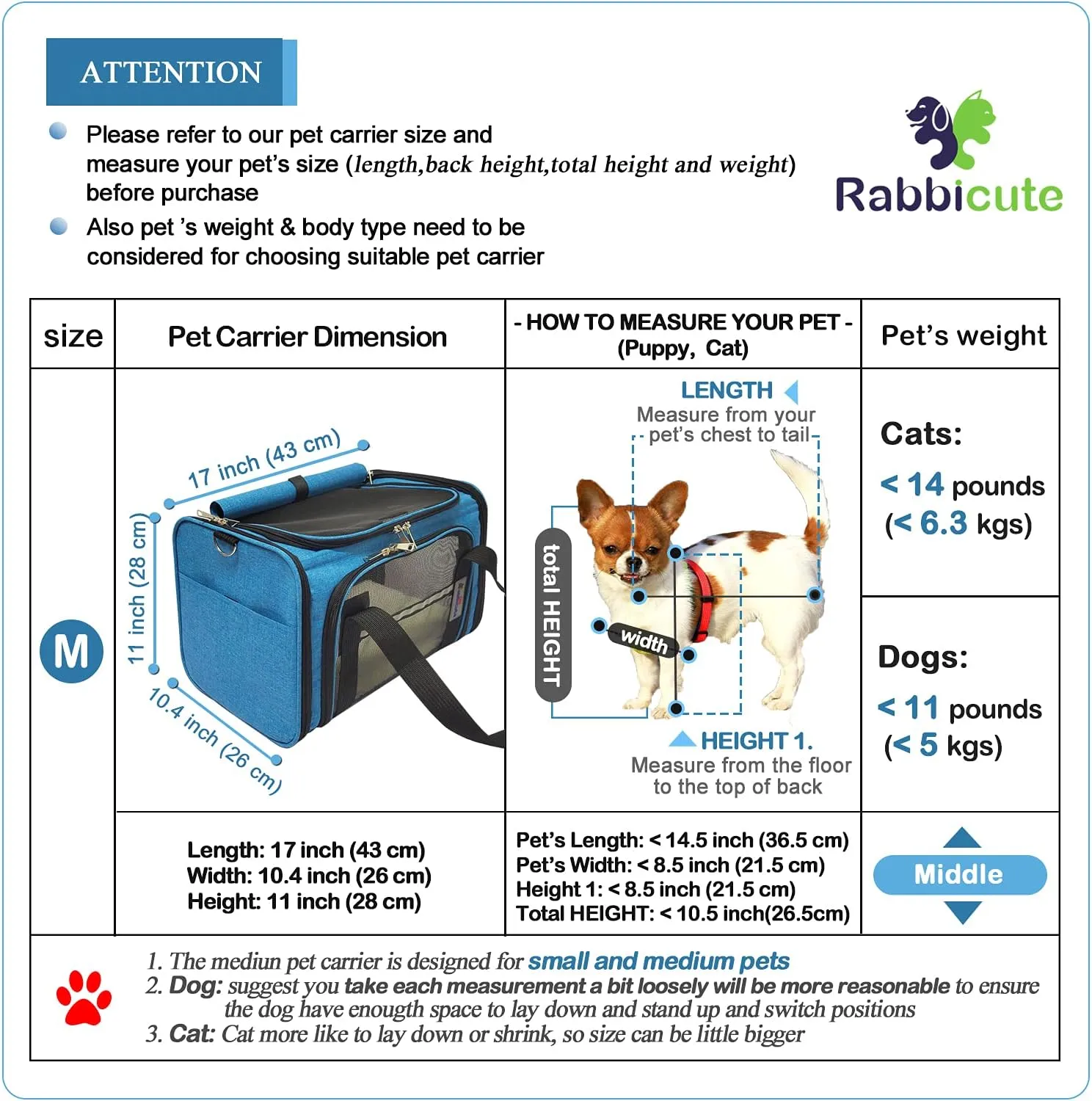 Pet Dog Cat Carrier Bag for Medium Small Dog Cat with Washable Cozy Bed Locking Safety Zipper Shoulder Strap Airline Approved Pet Carrier Portable Collapsible Puppy Carrier Escape Proof