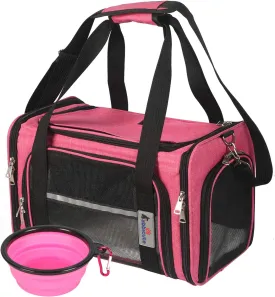 Pet Dog Cat Carrier Bag for Medium Small Dog Cat with Washable Cozy Bed Locking Safety Zipper Shoulder Strap Airline Approved Pet Carrier Portable Collapsible Puppy Carrier Escape Proof