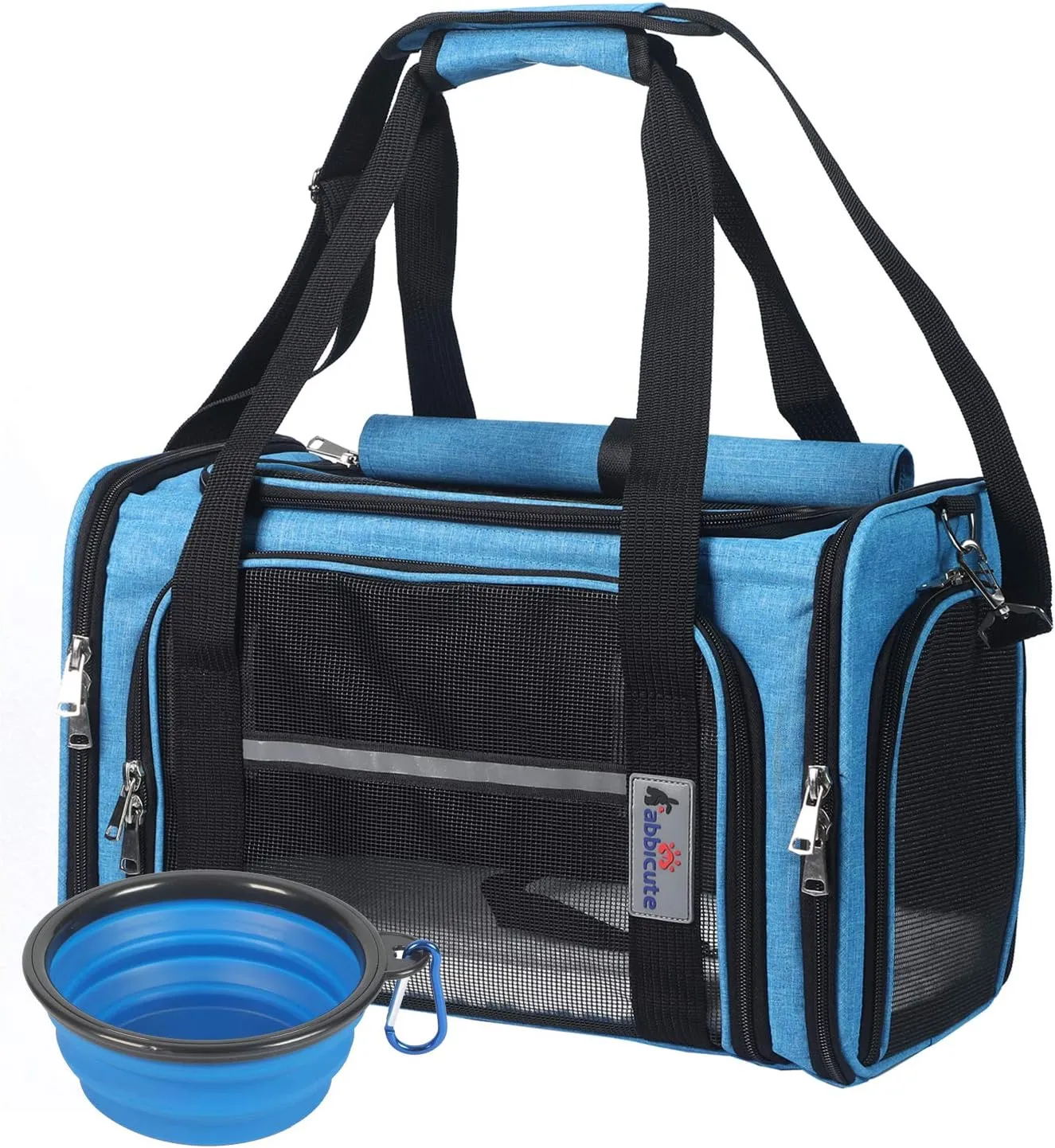 Pet Dog Cat Carrier Bag for Medium Small Dog Cat with Washable Cozy Bed Locking Safety Zipper Shoulder Strap Airline Approved Pet Carrier Portable Collapsible Puppy Carrier Escape Proof