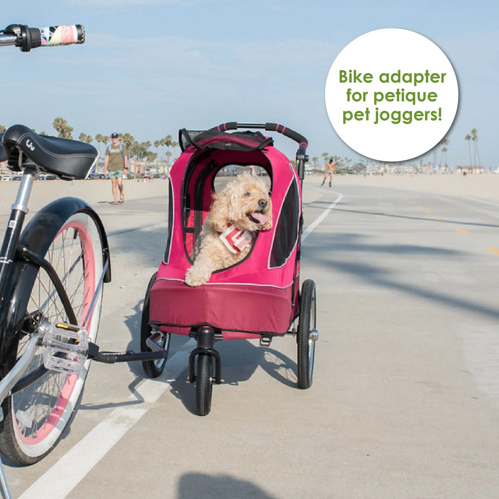 Pet Jogger Bike Adapter: Attaches Securely, Adjustable Distance, Durable Clasp, Portable, Lightweight, Sturdy, Durable, COMPATIBLE WITH PETIQUE JOGGERS ONLY