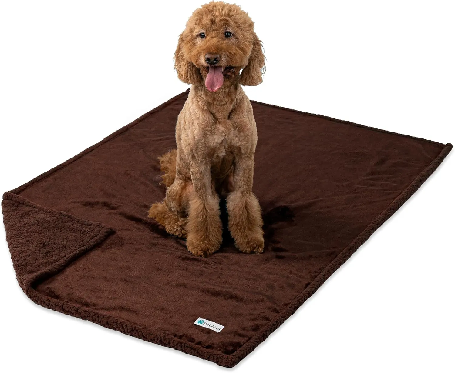 PetAmi Waterproof Dog Blanket for Medium Large XL Dog Puppy Cat Throw for Couch Cover Leakproof Protection, Sherpa Fleece, Reversible Soft Washable 80x60 Brown Brown