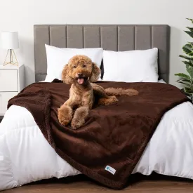 PetAmi Waterproof Dog Blanket for Medium Large XL Dog Puppy Cat Throw for Couch Cover Leakproof Protection, Sherpa Fleece, Reversible Soft Washable 80x60 Brown Brown