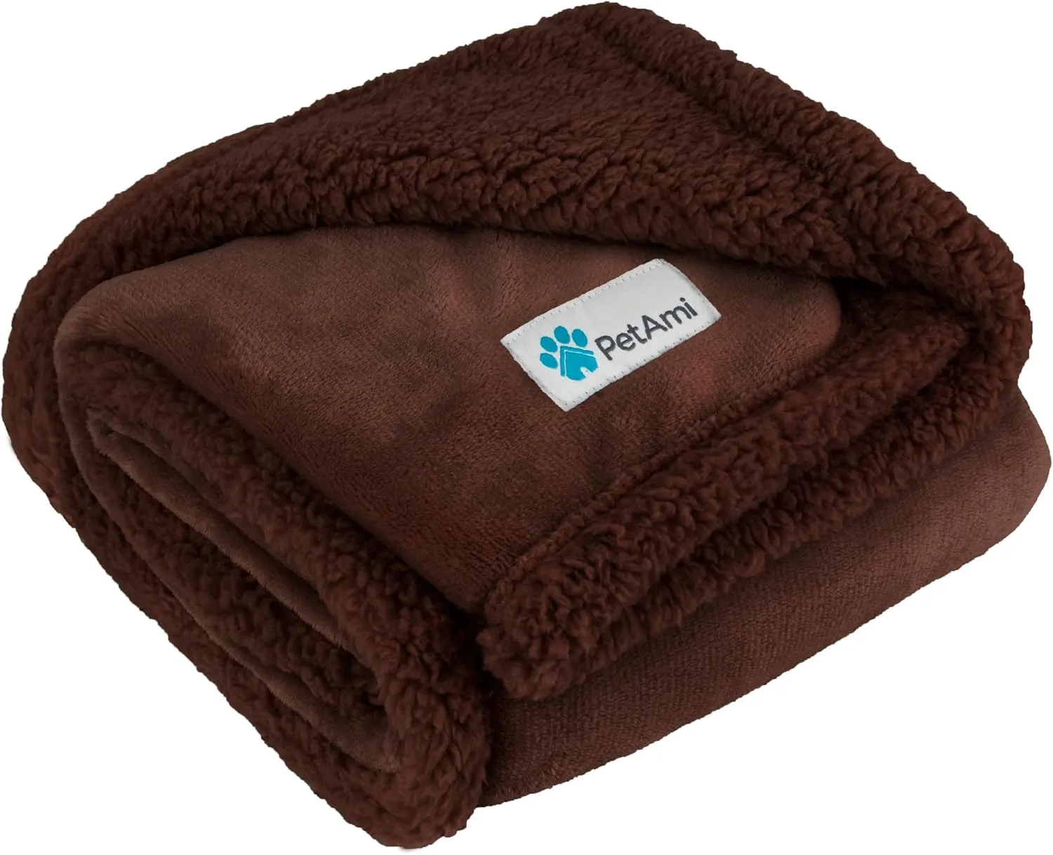 PetAmi Waterproof Dog Blanket for Medium Large XL Dog Puppy Cat Throw for Couch Cover Leakproof Protection, Sherpa Fleece, Reversible Soft Washable 80x60 Brown Brown