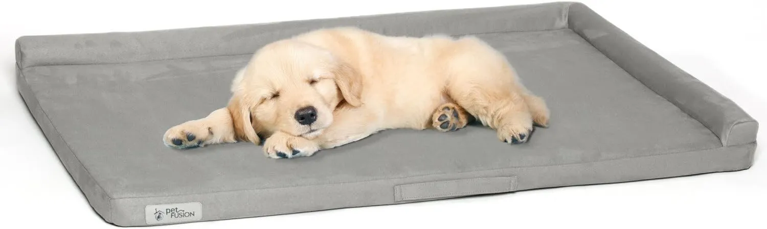 PetFusion PuppyChoice Dog Crate Bed | Durable Microsuede Cover, Solid Foam, Waterproof Liner | Removable Washable Crate Pad Cover. Replacements Covers & Blankets Also Avail | 1 Year Warr.