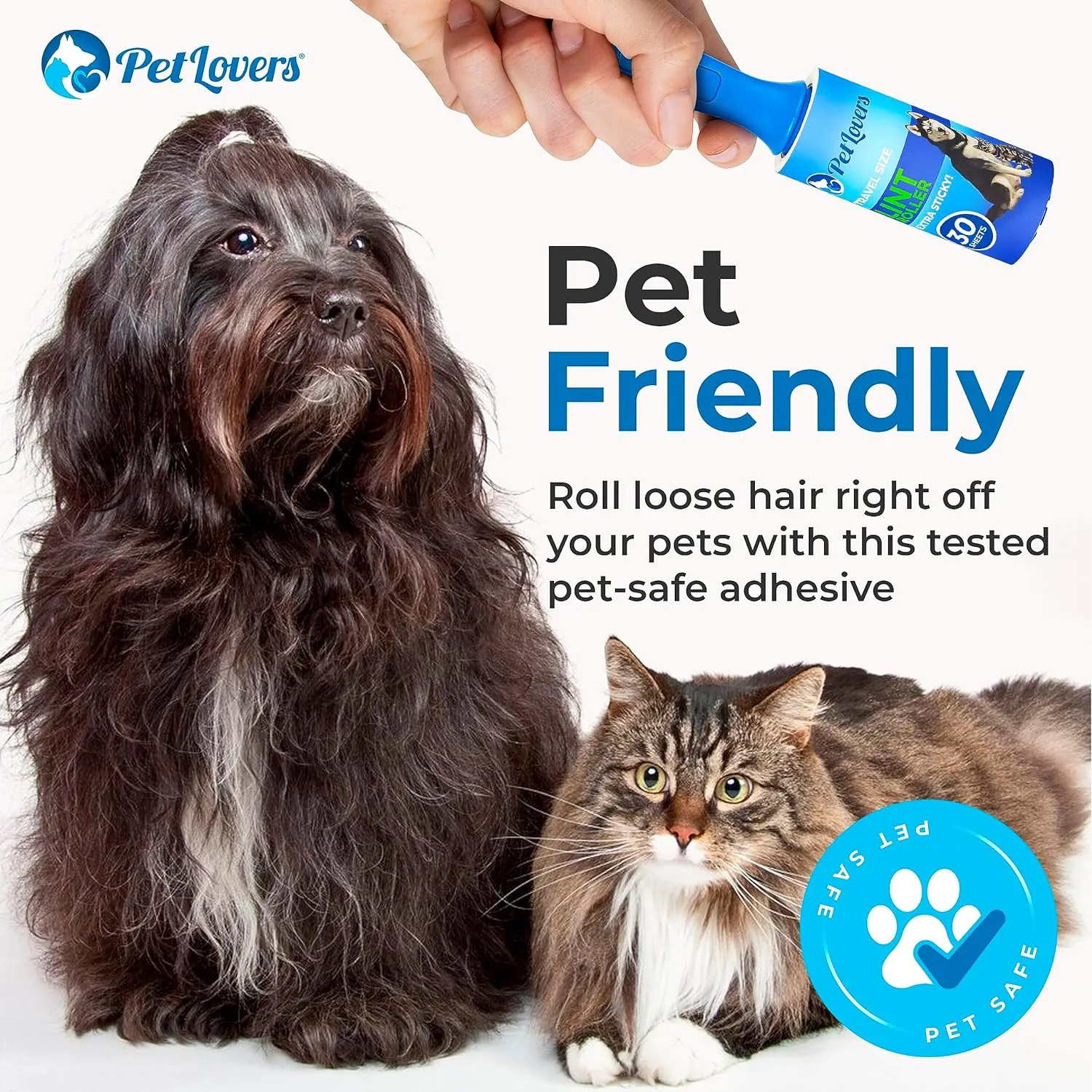 PetLovers Mini Lint Rollers for Travel 4 Pack - Small Sized Lint Removers for Easy Portability, Great for Pet Hair and Debri Pickup