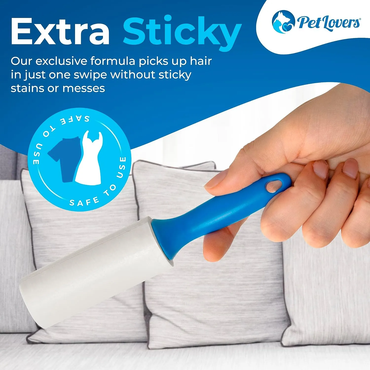 PetLovers Mini Lint Rollers for Travel 4 Pack - Small Sized Lint Removers for Easy Portability, Great for Pet Hair and Debri Pickup
