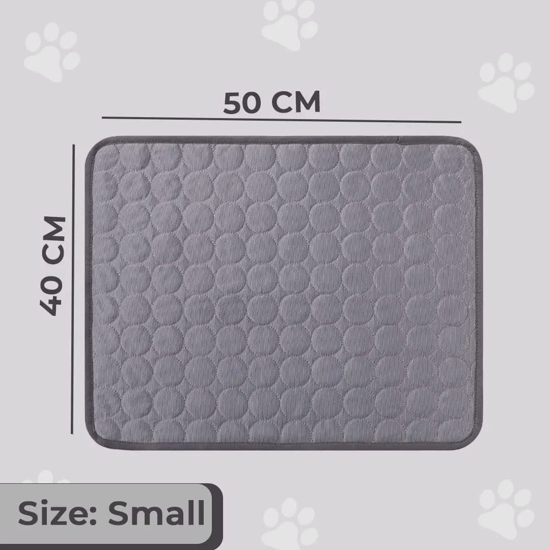 Petvit Rectangular Dog & Cat Bed|Premium Cool Ice Silk with Polyester with Bottom Mesh|Multi-Utility Self-Cooling Pad for Dog & Cat|Light-Weight & Durable Dog Bed|ZQCJ001DG-L|Dark Grey