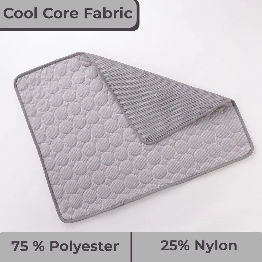 Petvit Rectangular Dog & Cat Bed|Premium Cool Ice Silk with Polyester with Bottom Mesh|Multi-Utility Self-Cooling Pad for Dog & Cat|Light-Weight & Durable Dog Bed|ZQCJ001G-L|Grey