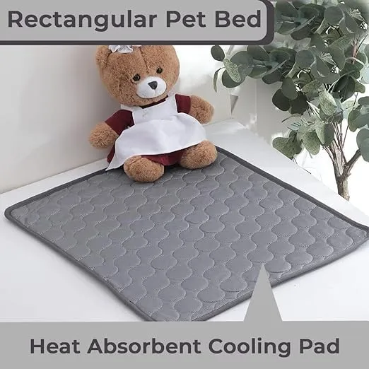 Petvit Rectangular Dog & Cat Bed|Premium Cool Ice Silk with Polyester with Bottom Mesh|Multi-Utility Self-Cooling Pad for Dog & Cat|Light-Weight & Durable Dog Bed|ZQCJ001G-XS|Grey