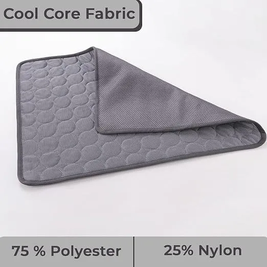 Petvit Rectangular Dog & Cat Bed|Premium Cool Ice Silk with Polyester with Bottom Mesh|Multi-Utility Self-Cooling Pad for Dog & Cat|Light-Weight & Durable Dog Bed|ZQCJ001G-XS|Grey