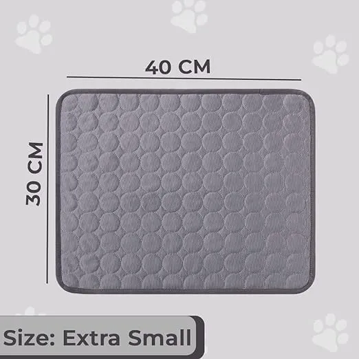 Petvit Rectangular Dog & Cat Bed|Premium Cool Ice Silk with Polyester with Bottom Mesh|Multi-Utility Self-Cooling Pad for Dog & Cat|Light-Weight & Durable Dog Bed|ZQCJ001G-XS|Grey