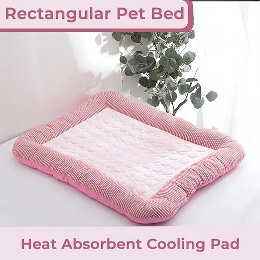 Petvit Rectangular Dog & Cat Bed|Yarn Dyed Oxford Cloth|Nylon and Polyester with Cotton Filling|Self-Cooling Bed for Dog & Cat|Small Light-Weight & Durable Dog Bed|ZQCJ005P-M|Pink