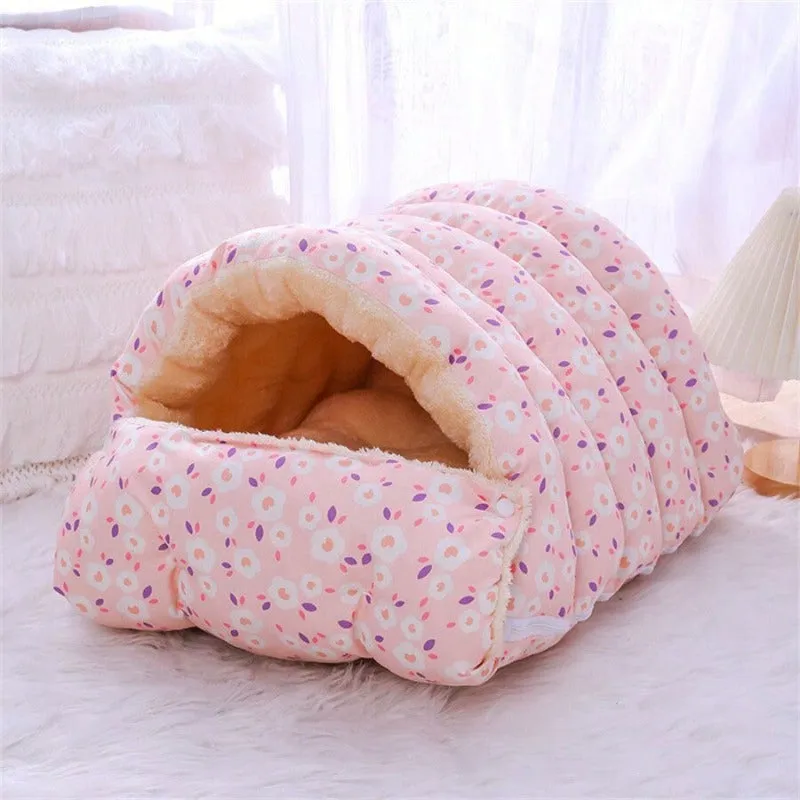 Pink Floral Detachable Pet Bed