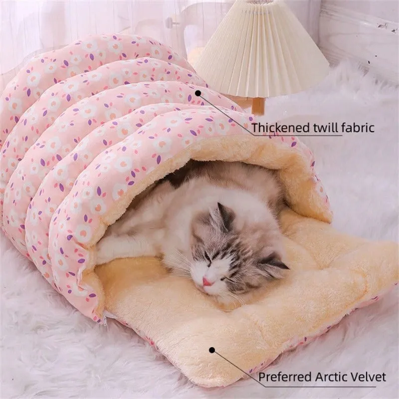 Pink Floral Detachable Pet Bed