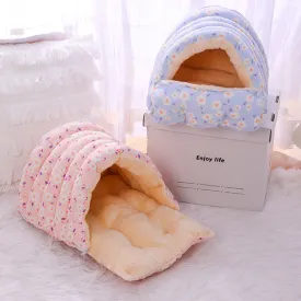 Pink Floral Detachable Pet Bed