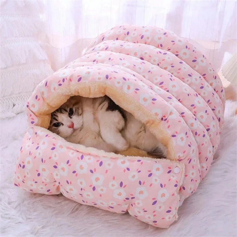 Pink Floral Detachable Pet Bed
