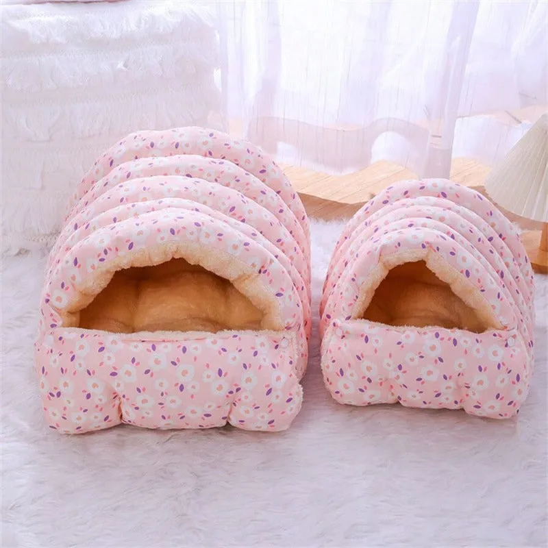 Pink Floral Detachable Pet Bed