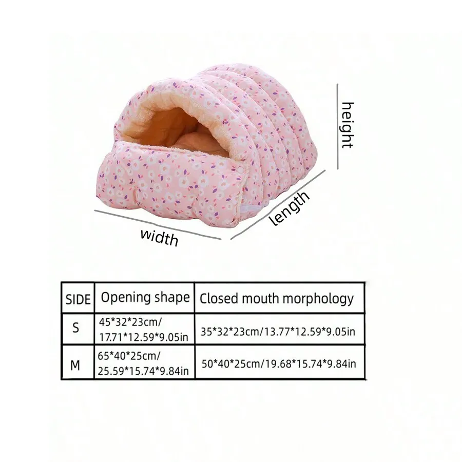 Pink Floral Detachable Pet Bed
