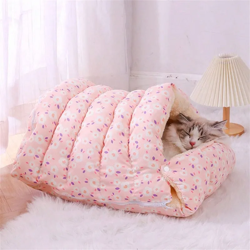 Pink Floral Detachable Pet Bed