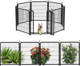 Playpen 36 inch High, Gate 17.7 inches Wide with Low Sills Pen, 8 Panels Total 17.7 Ft(L) Garden Fence for Dogs, Dog Play Pen Indoor or Outdoor,Rabbit Playpen,Dog Fence Outdoor for Yard
