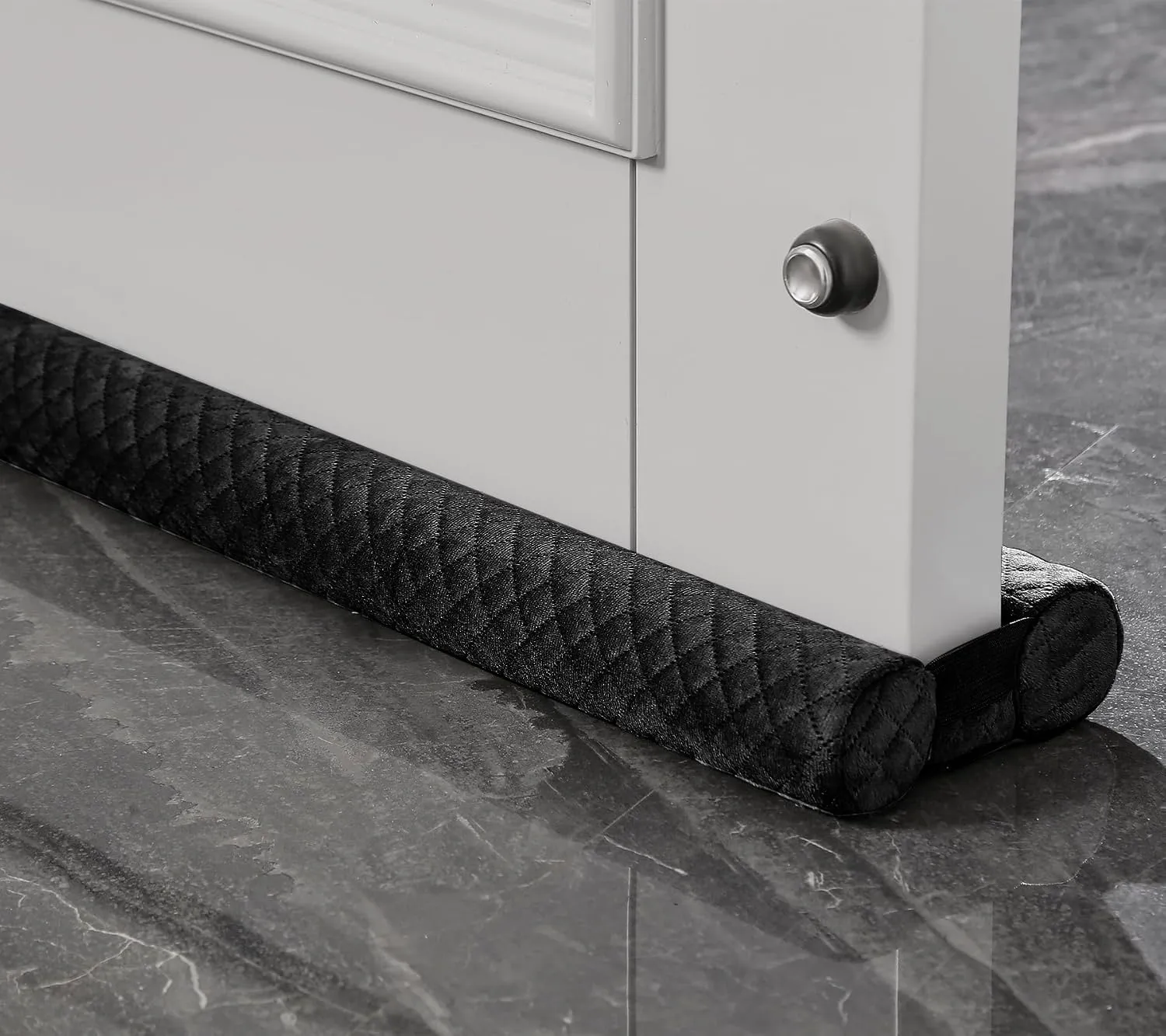 Premium Velvet Door Draft Stopper, 30'' to 36'' Adjustable Gap Filler, Double-Sided Windproof Seal, Easy Install to Block Noise, Cold Air, Light, Dust, and Drafts