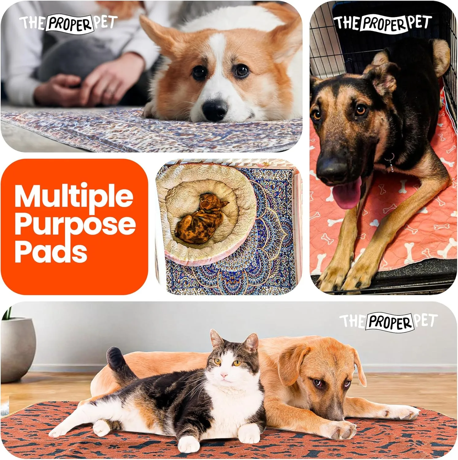 Reusable Puppy Potty Training Pad 16x24 - 2Pack Super Absorbent Washable Pee Pads for Dogs - Waterproof Cloth Whelping Blankets - Urine Leakage & Non-Slip Mat for Playpen Crate Carpet