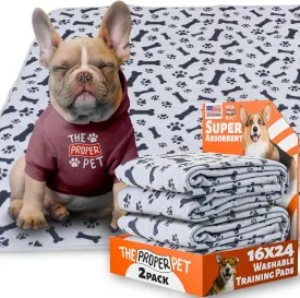 Reusable Puppy Potty Training Pad 16x24 - 2Pack Super Absorbent Washable Pee Pads for Dogs - Waterproof Cloth Whelping Blankets - Urine Leakage & Non-Slip Mat for Playpen Crate Carpet