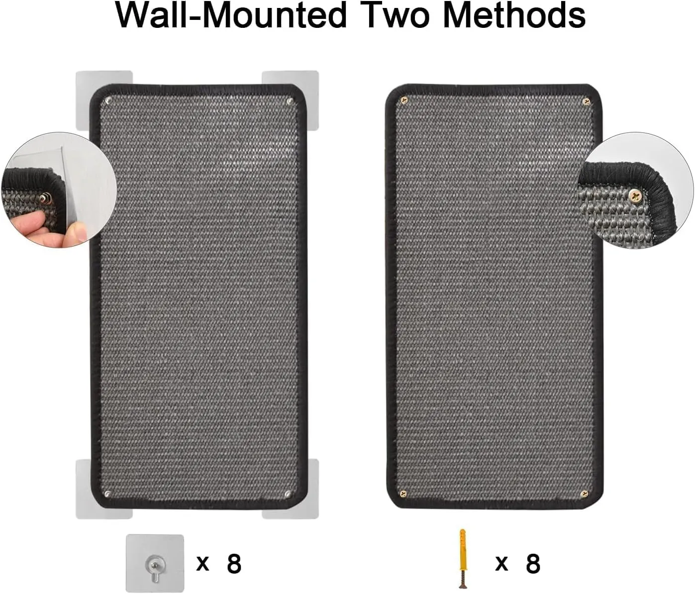 Self Adhesive Cat Scratching Mat, Cat Wall Scratcher - 2 Pack, Grey