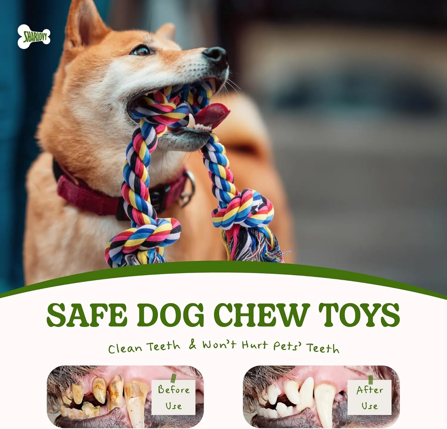 SHARLOVY Puppy Teething Toys for Small Dogs, 2 Pack Cotton Dog Rope Toy for Small Breed Aggressive Chewers, Interactive Puppy Playing Kit with Teething Rope, Tug-of-War