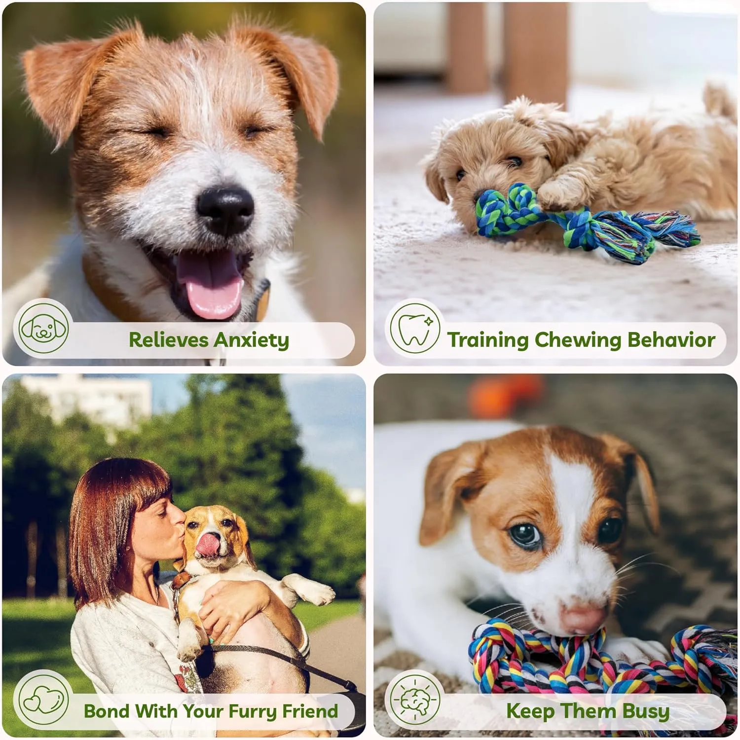 SHARLOVY Puppy Teething Toys for Small Dogs, 2 Pack Cotton Dog Rope Toy for Small Breed Aggressive Chewers, Interactive Puppy Playing Kit with Teething Rope, Tug-of-War