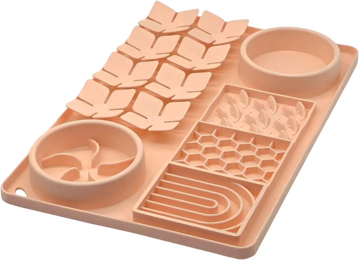 Slow Feeder Bowl, Silicone Lick Mat with Suction Cups for Dog Cat, Snuffle Mat for Pet Smell Training, Puzzle Toys for Bored Puppy,Interactive Sniff Mat for Slow Eating & Keep Busy,Creamy Peach