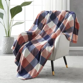 SOCHOW Buffalo Plaid Flannel Fleece Throw Blanket 60 x 80 Inches, Soft Lightweight Cozy All Season Coral Pink Checkered Blanket for Bed, Couch, Car
