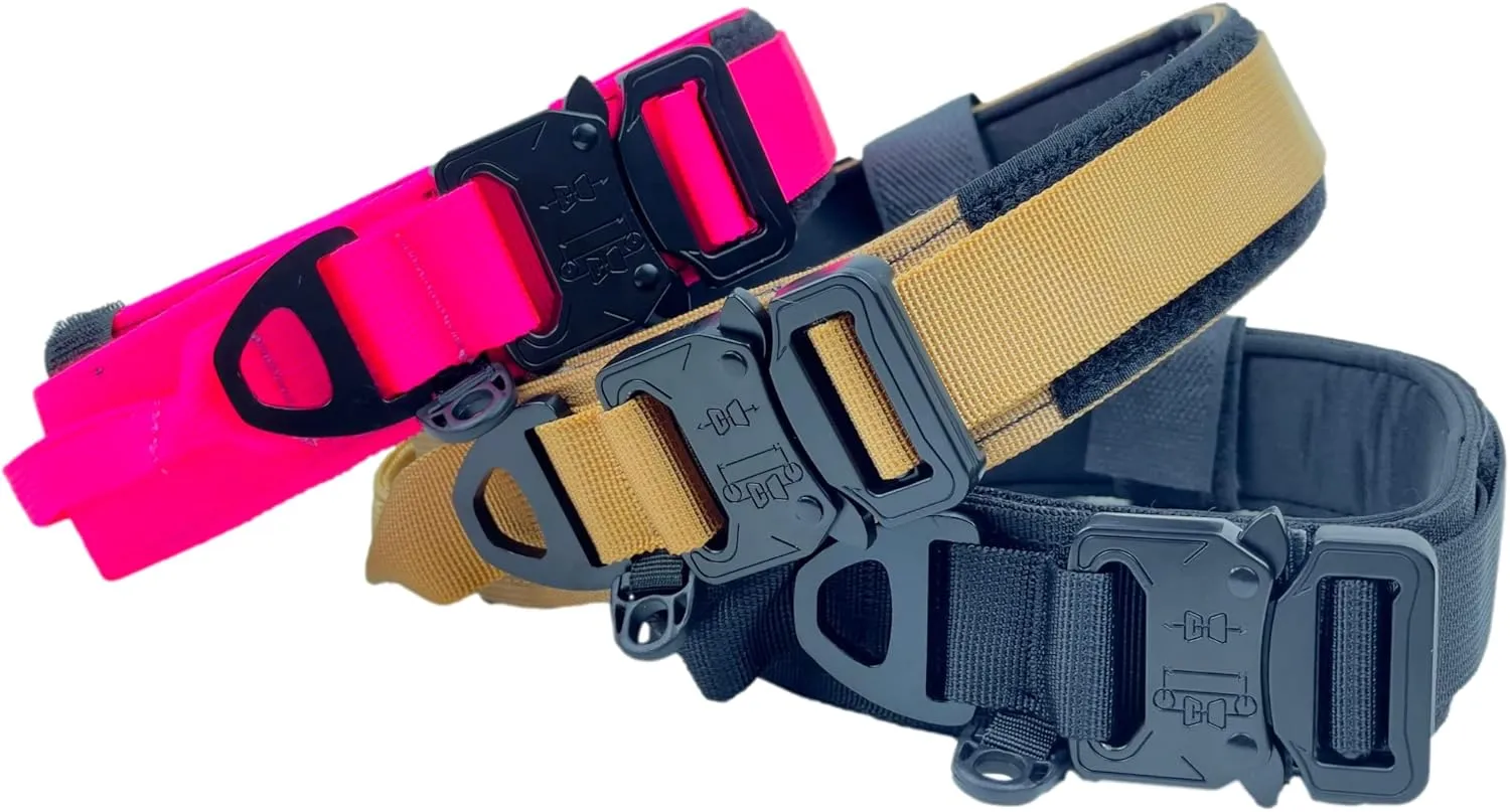 Tactical Dog Collar with Handle, American Flag Patch, 1.5 Inch Wide Thick Heavy Duty Nylon, Quick Release Metal Buckle, Customizable Name Plate, Ideal Dog Collars for Medium to Large Breeds K9 Harness