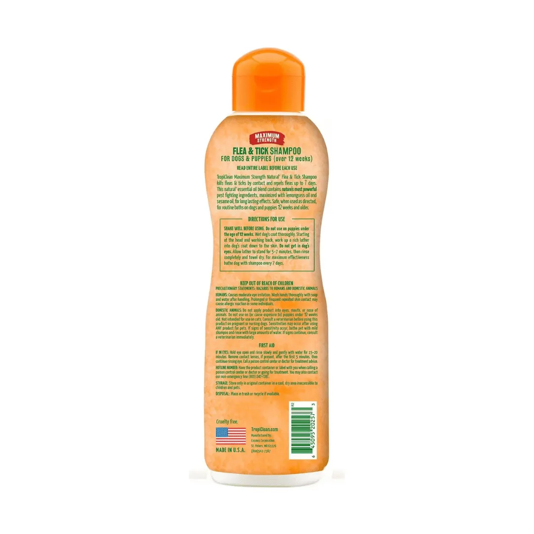TropiClean Maximum Strength Natural Flea & Tick Dog Shampoo