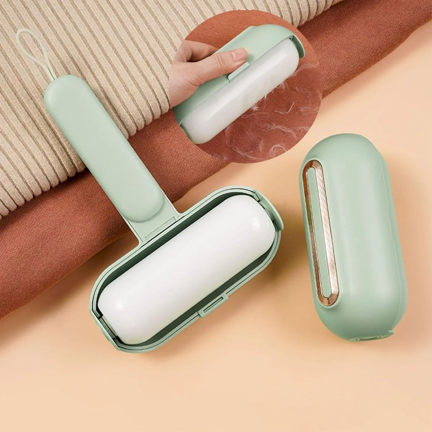 VESNIBA Reusable Lint Rollers Washable Pet Hair Remover Lint Roller Compact Portable Lint Roller For Pet Hair Clothes Hair Dust Laundry Fabric Softener Sheets Reflect Animal Hair (Green, One Size)