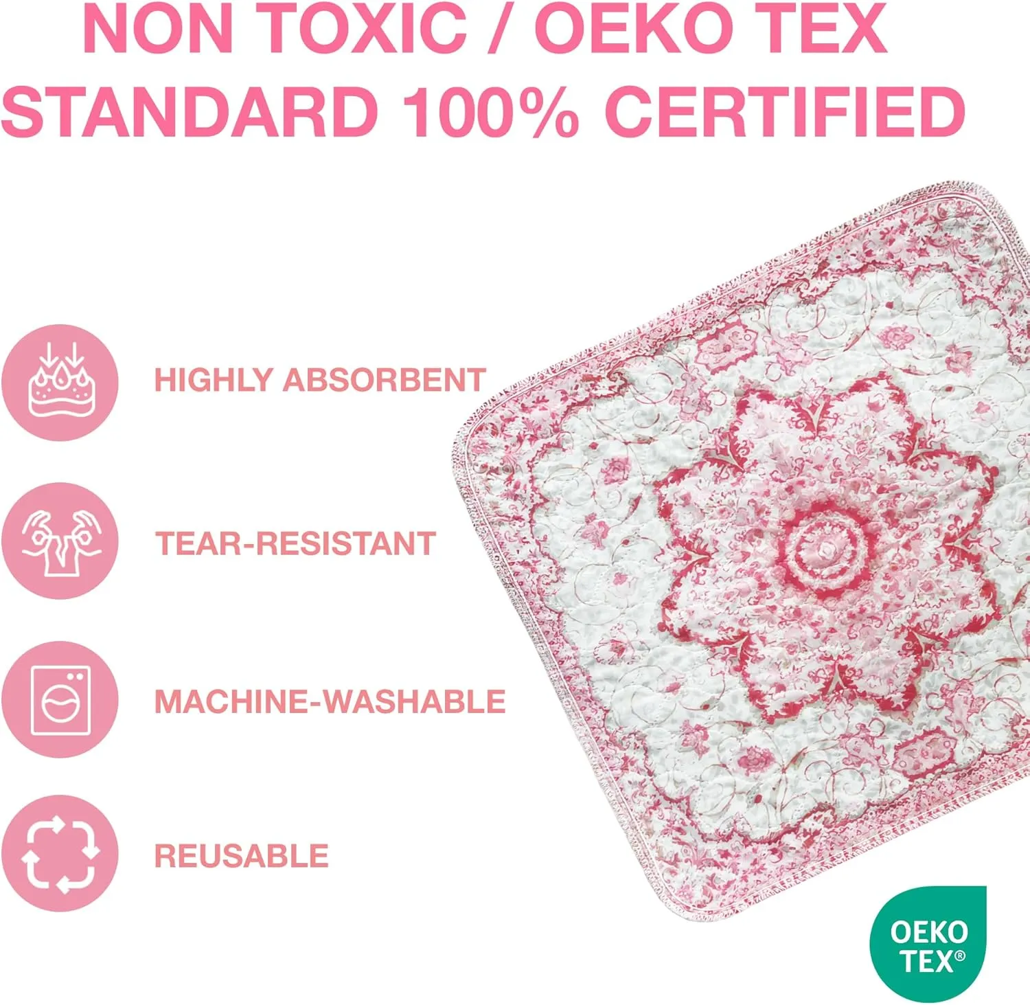 Washable Pee Pads for Dogs - Super Absorbent Reusable Puppy Training Pads - 100% Waterproof, Leak-Proof & Non-Slip Whelping Pads for Pet Housebreaking