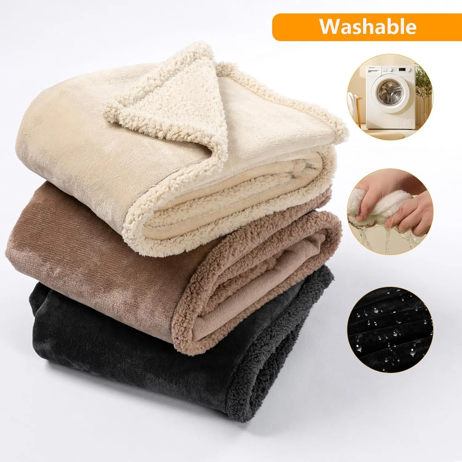 Waterproof Dog Blanket Reversible Pet Bed Cover Puppy Blankets Leakproof Sofa Couch Washable Cover Cat Fluffy Black Pet Blanket for Warm-XL
