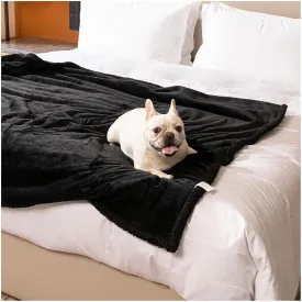 Waterproof Dog Blanket Reversible Pet Bed Cover Puppy Blankets Leakproof Sofa Couch Washable Cover Cat Fluffy Black Pet Blanket for Warm-XL