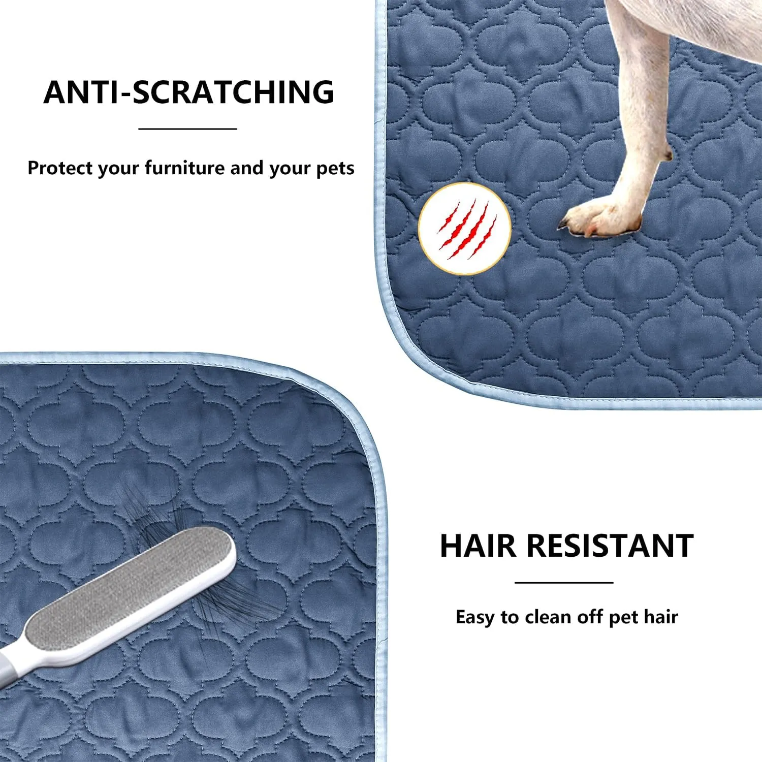 Waterproof Dog Blanket, Washable Pet Couch Covers for Dogs, Sofa Bed Furniture Protector Cover for Puppy Kids Reversible(68x82 Inch, Darkblue Lighblue)