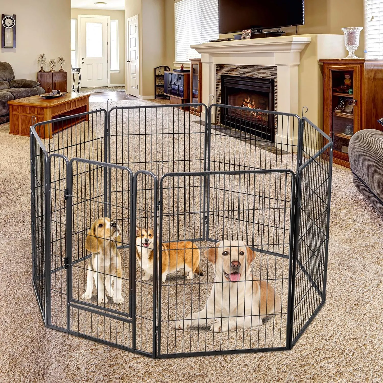 ZENY Dog Playpen 40Inch 8 Panels, Heavy Duty Pet Dog Pen Indoor, Metal Dog Fence with Doors, Foldable Animal Outdoor Exercise Pen for Yard, RV, Camping